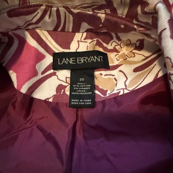 Lane Bryant Floral Long Jacket 20 Pink Purple Lightweight Cotton Lined Boho - Picture 10 of 12